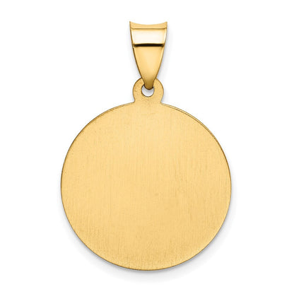14k Yellow Gold Polished/Satin First Holy Communion Medal Hollow Pendant