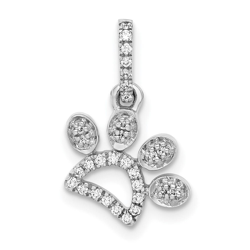14k White Gold 1/10ct. Diamond Paw Print Pendant for Women