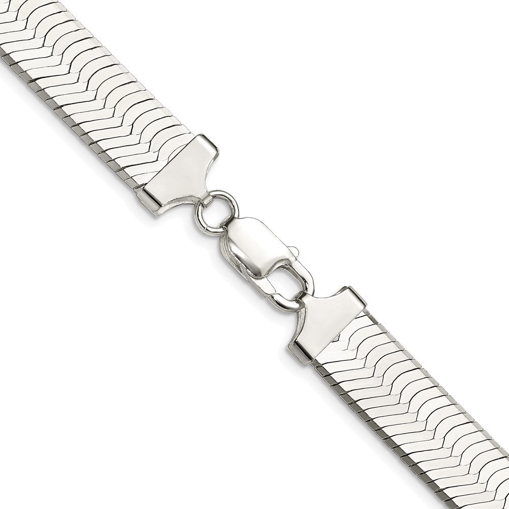 Sterling Silver Rhodium-plated 10.5mm Magic Herringbone Chain Necklace