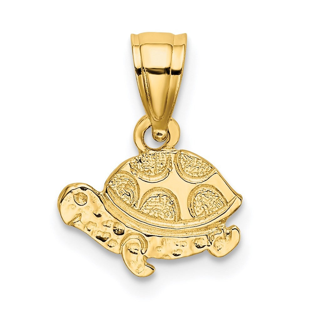 14k Yellow Gold Flat and Engraved Mini Turtle Charm