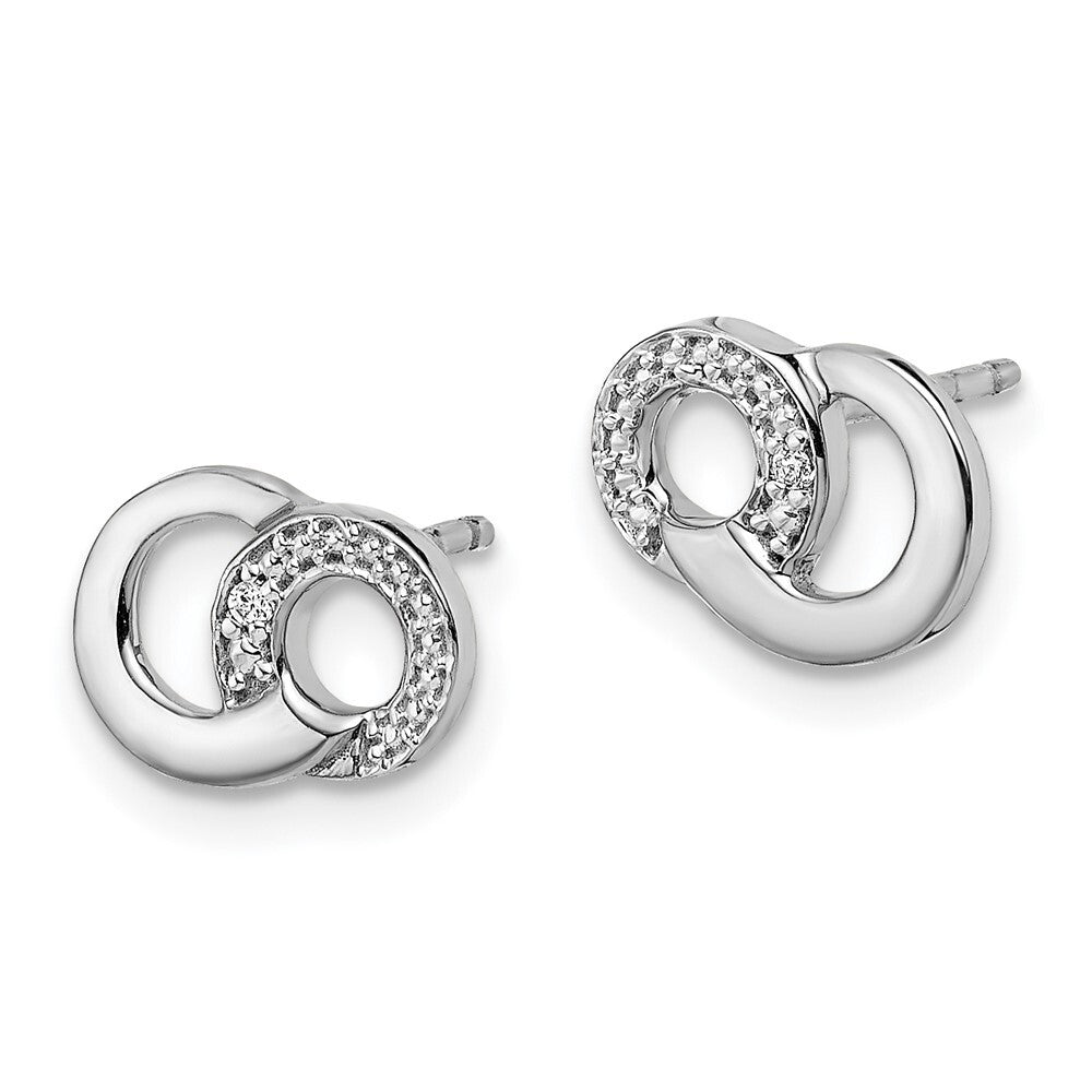 14k White Gold Diamond Circles Stud Earrings Gift for Women