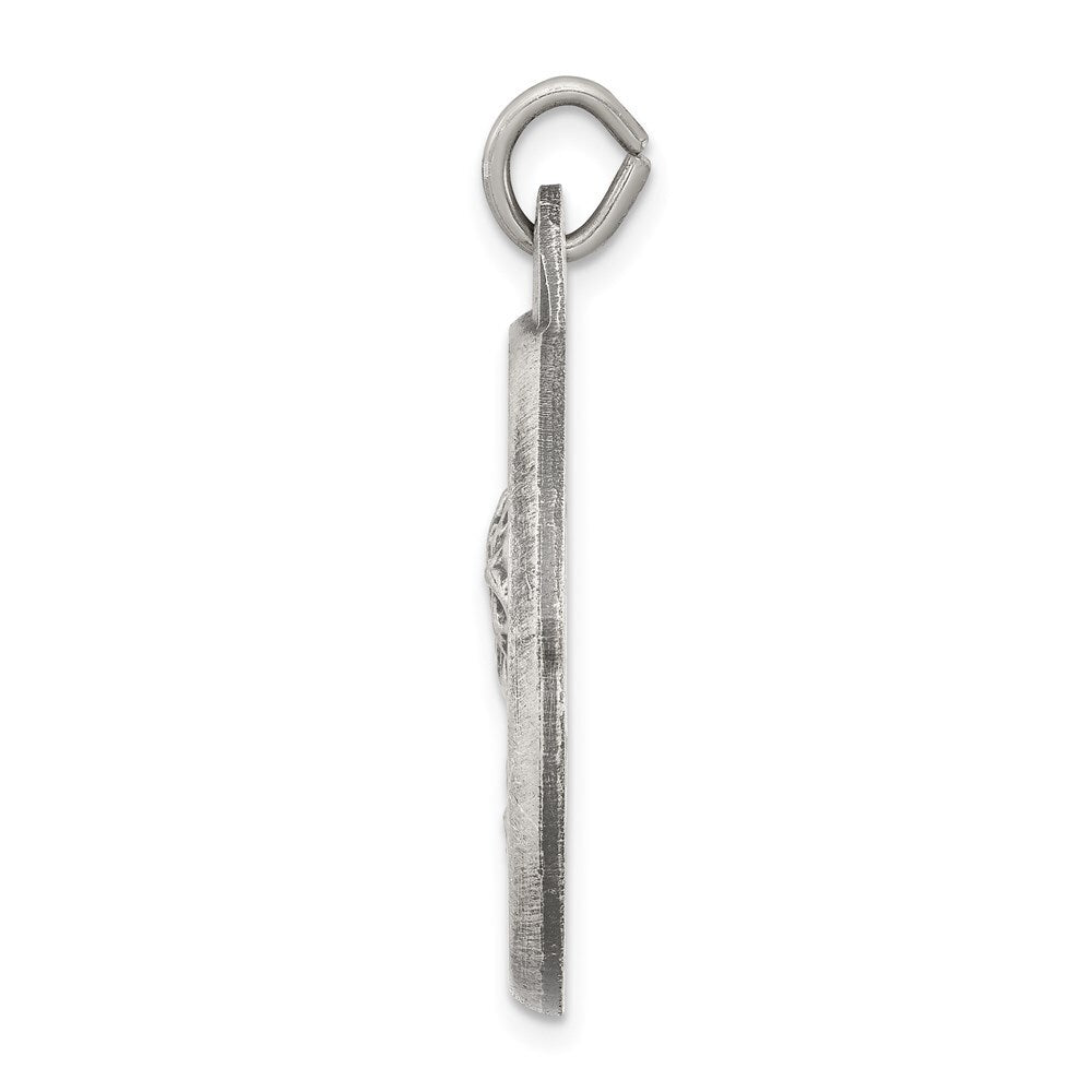 Sterling Silver Antiqued Jesus Medal Pendant Holiday Gift for Women
