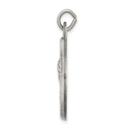 Sterling Silver Antiqued Jesus Medal Pendant Holiday Gift for Women