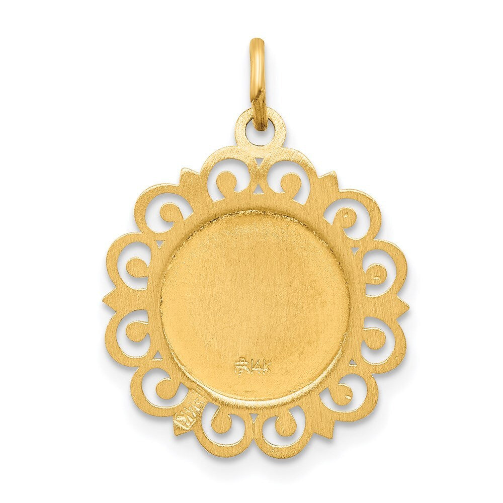 14k Yellow Gold Our Lady of Perpetual Help Medal Charm Pendant for Women