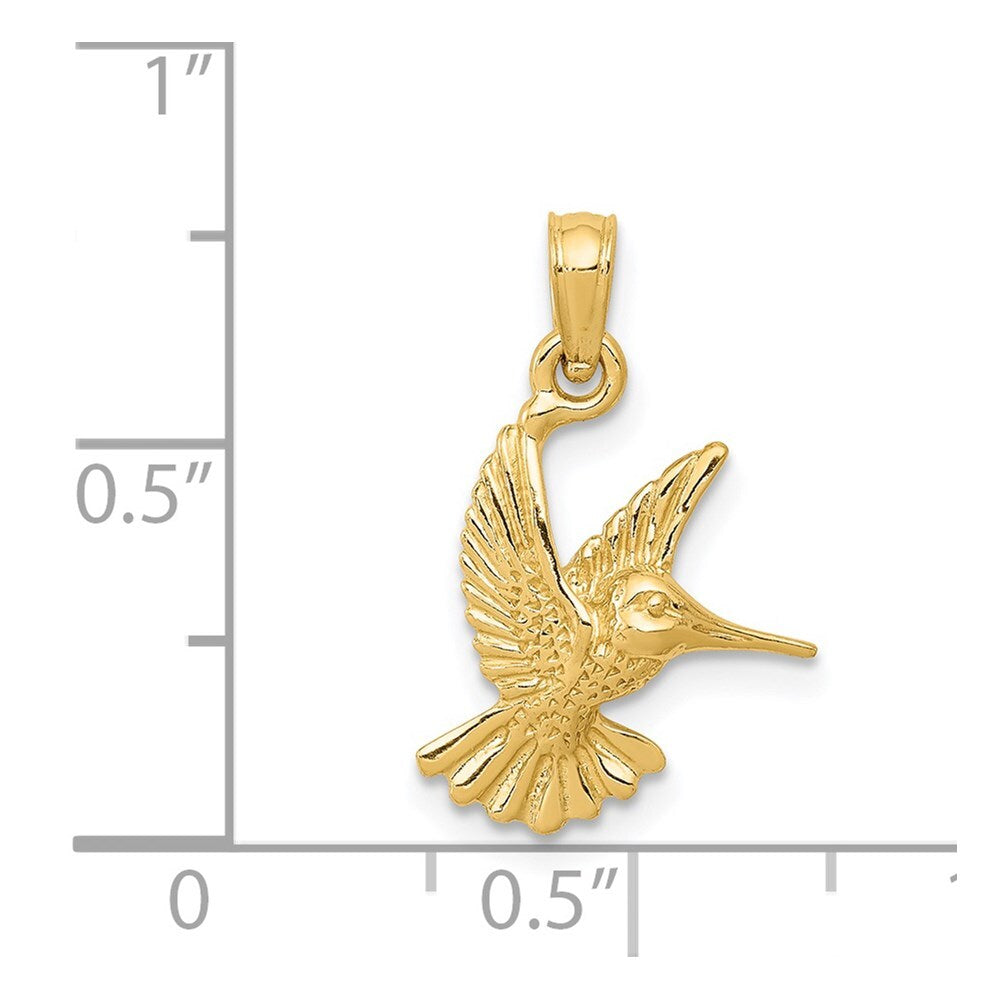 14k Yellow Gold Hummingbird Pendant for Women