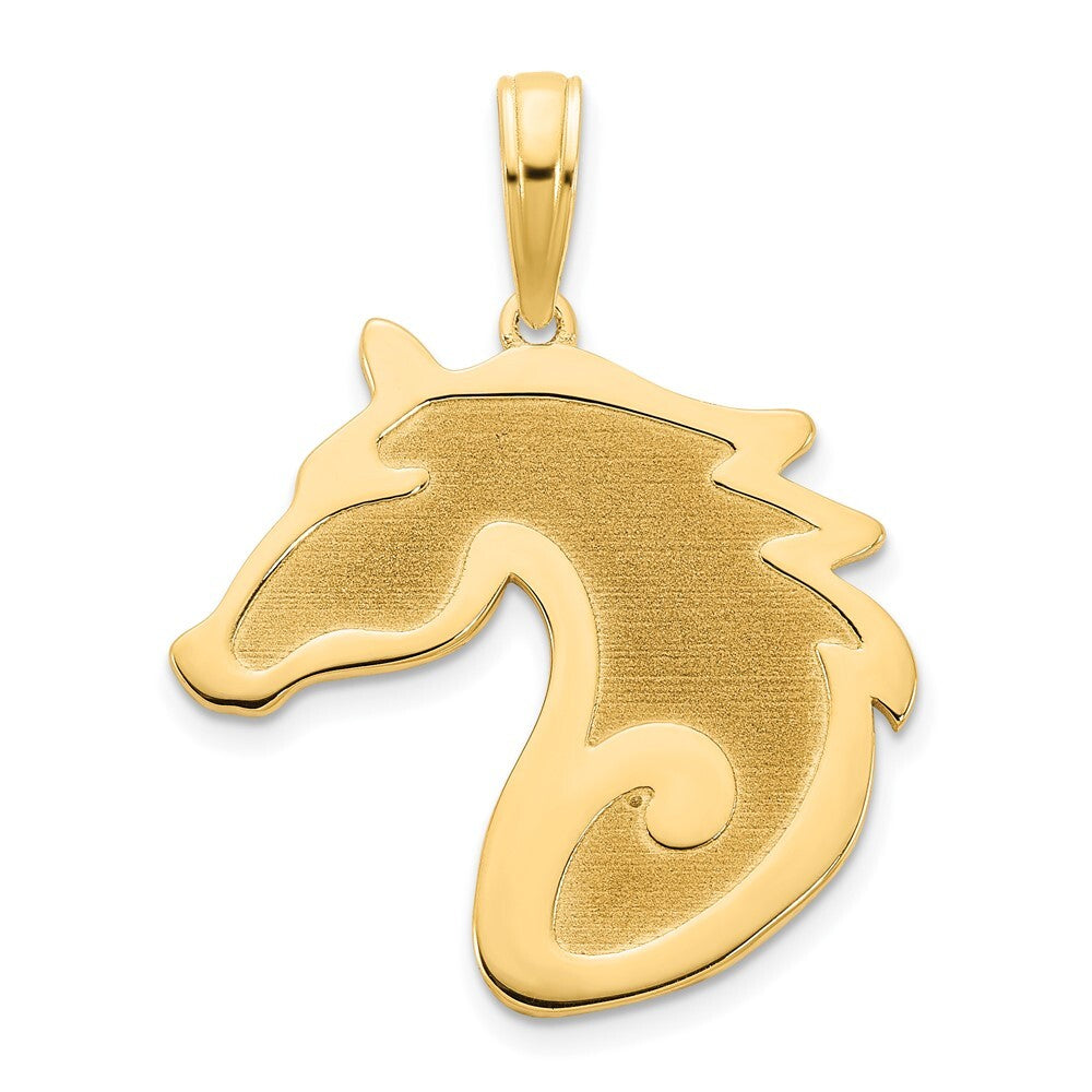 14k Yellow Gold Sandblasted Horse Head Charm Pendant for Women