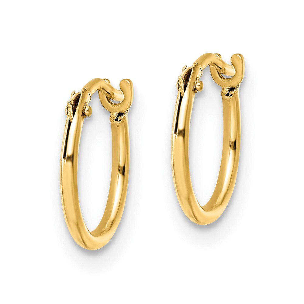 14k Yellow Gold Polished Hoop Earrings Gift for Women