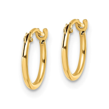 14k Yellow Gold Polished Hoop Earrings Gift for Women