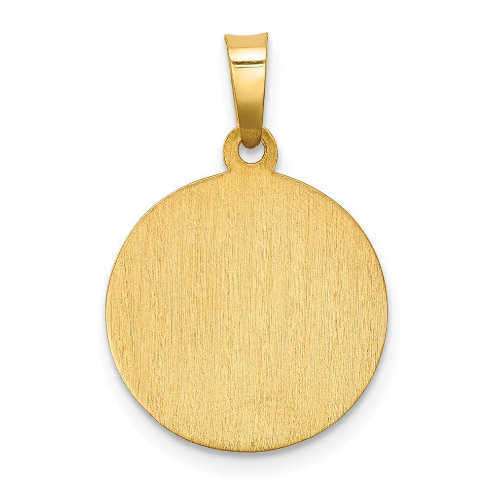 14k Yellow Gold Polished and Satin Caridad Del Cobre Medal Hollow Pendant