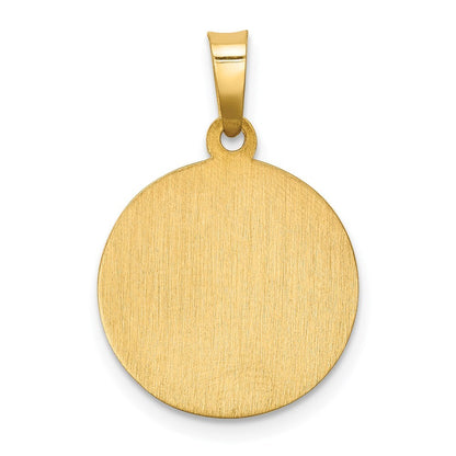 14k Yellow Gold Polished and Satin Caridad Del Cobre Medal Hollow Pendant