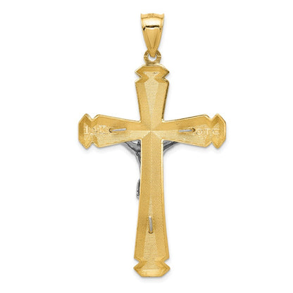 14k Two-Tone Gold Polished Crucifix Pendant