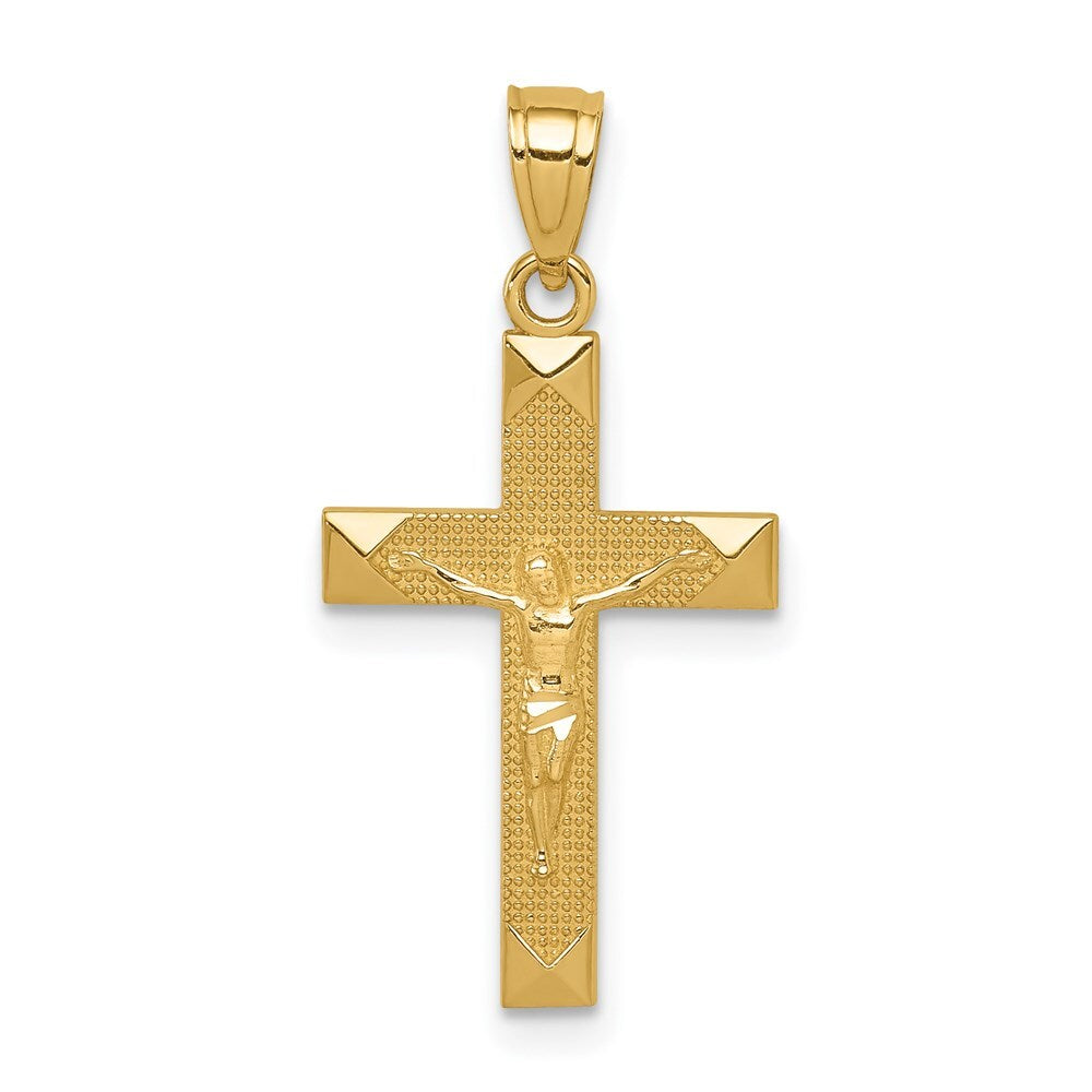 14k Yellow Gold Diamond-cut Crucifix Pendant for Women