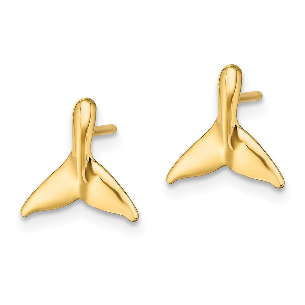 14k Yellow Gold Mini Whale Tail Earrings