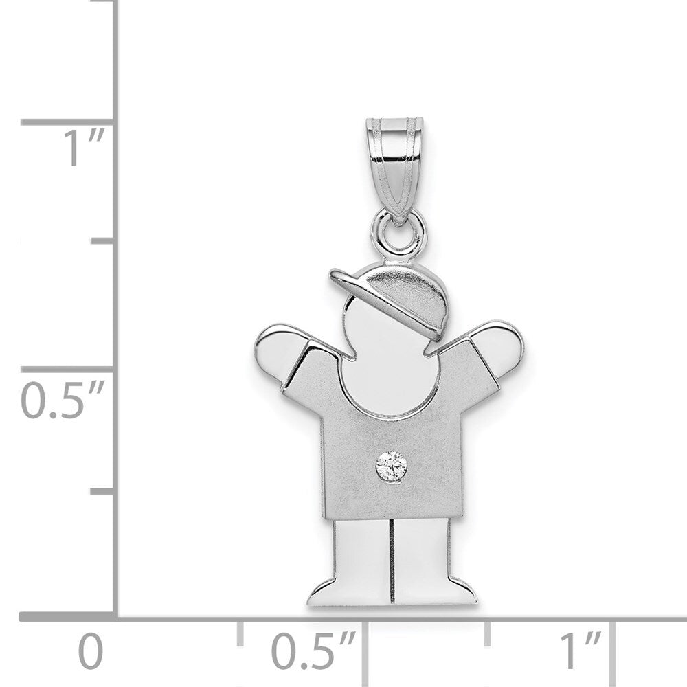 14k White Gold AA Diamond Kid Pendant for Women