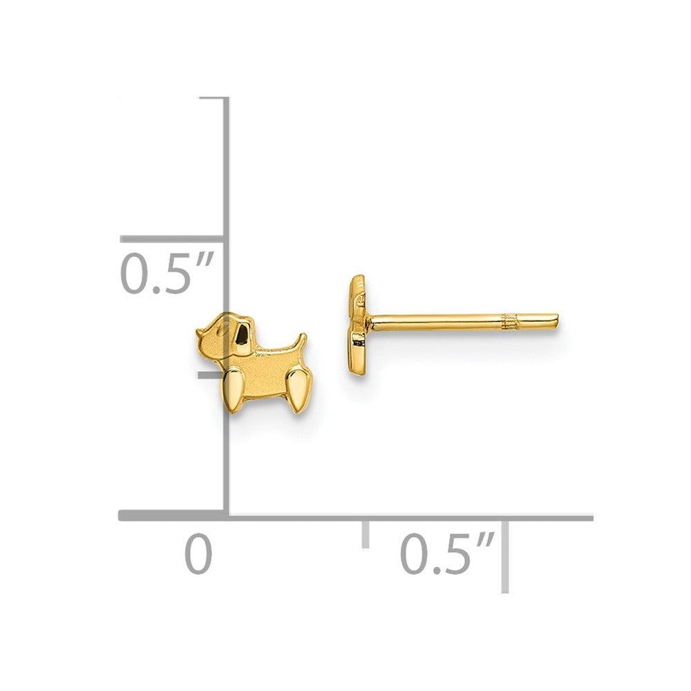 14k Yellow Gold Polished & Satin Dog Stud Earrings Gift for Women