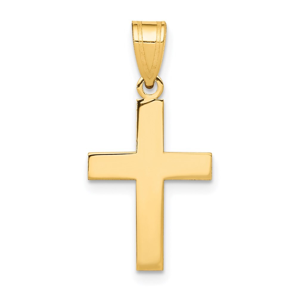 14k Yellow Gold Polished Cross Charm Pendant for Women