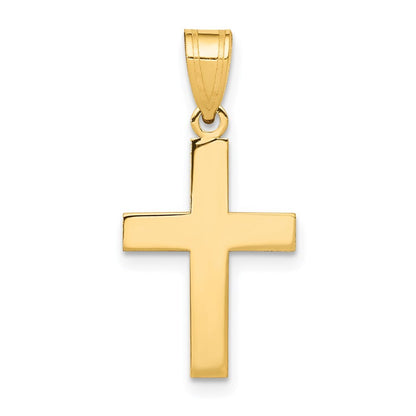 14k Yellow Gold Polished Cross Charm Pendant for Women