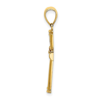 14k Yellow Gold Red Enameled Cross Charm Pendant for Women