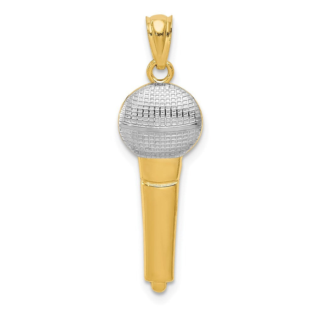 14k Yellow Gold and Rhodium Microphone Pendant