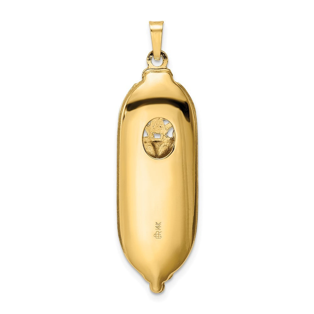14k Yellow Gold Polished Mezuzah Enameled Star Pendant
