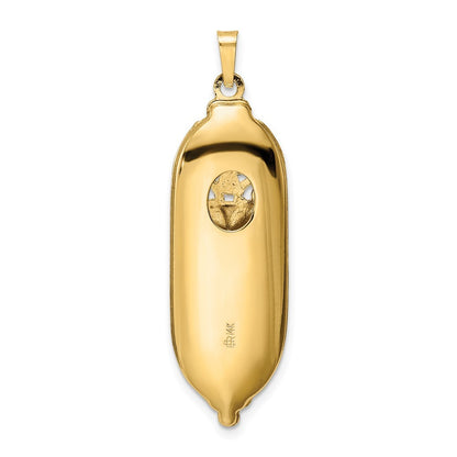 14k Yellow Gold Polished Mezuzah Enameled Star Pendant