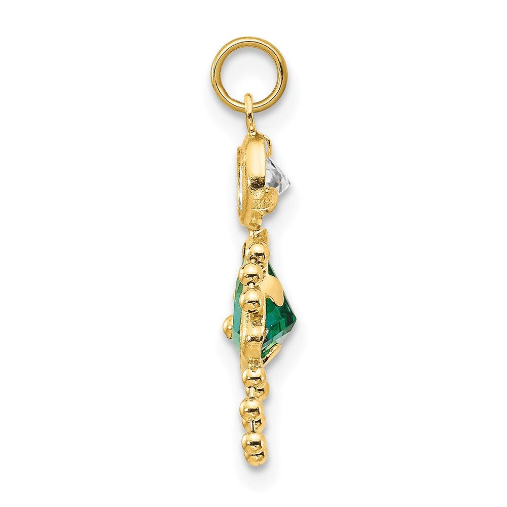 14k Yellow Gold May Girl Birthstone Charm Pendant for Women
