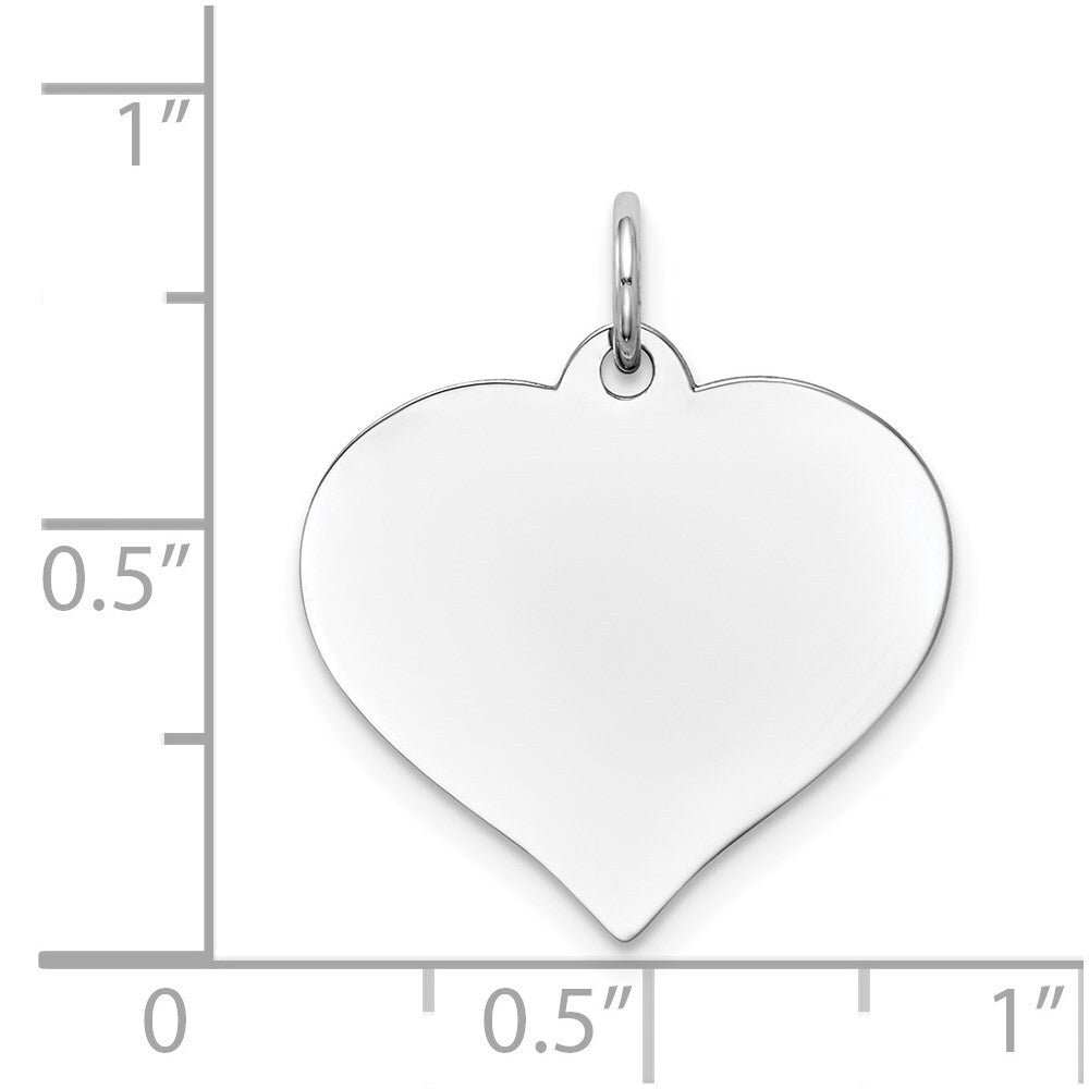 14k White Gold Heart Disc Charm Pendant for Women