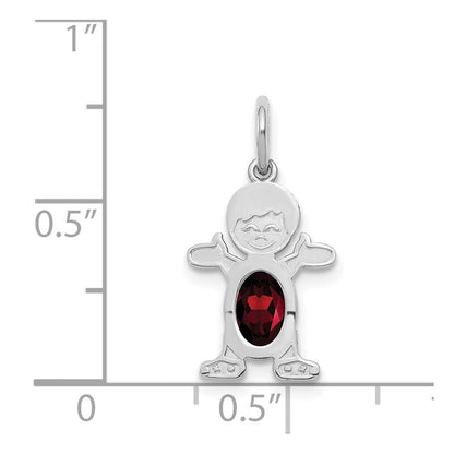 14k White Gold Boy 6x4 Oval Genuine Garnet-January Pendant for Women