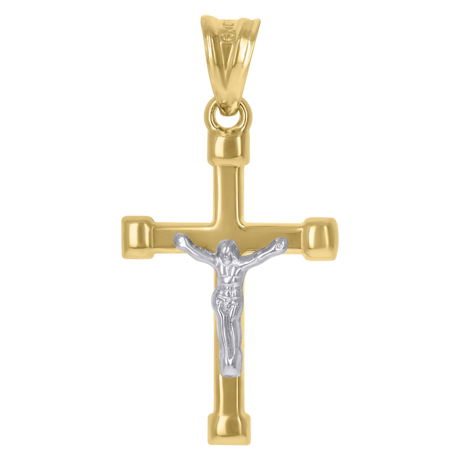 10kt Gold Two-Tone Cross Crucifix Religious Charm Pendant