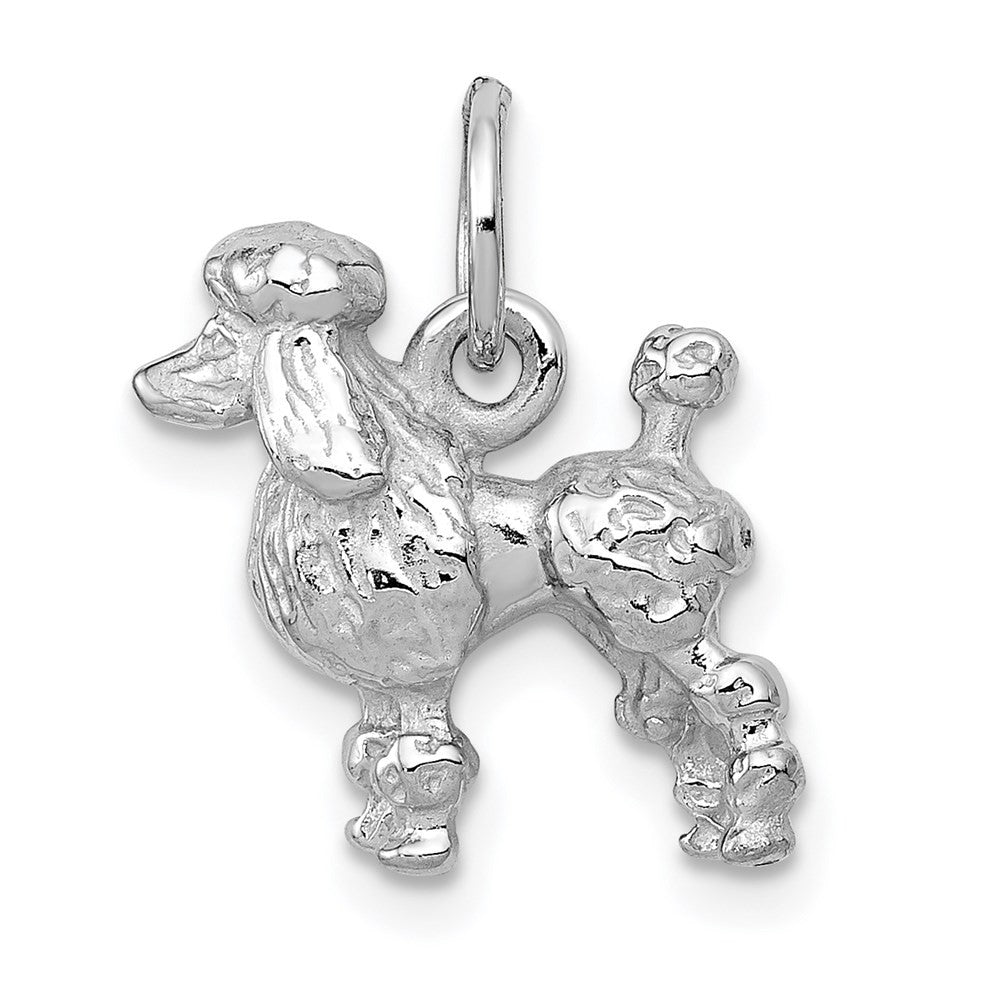 14k White Gold Solid 3-D Poodle Charm Pendant