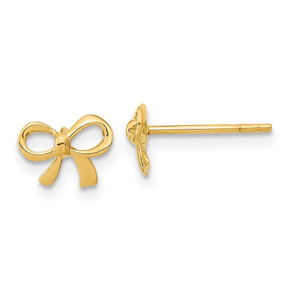 14k Yellow Gold Gold Polished Bow Stud Earrings Gift for Women