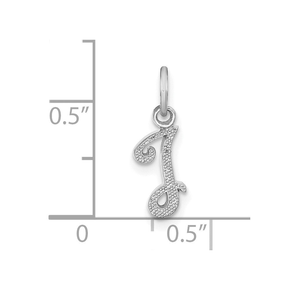 14k White Gold Casted Script Letter I Initial Charm Pendant