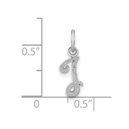 14k White Gold Casted Script Letter I Initial Charm Pendant