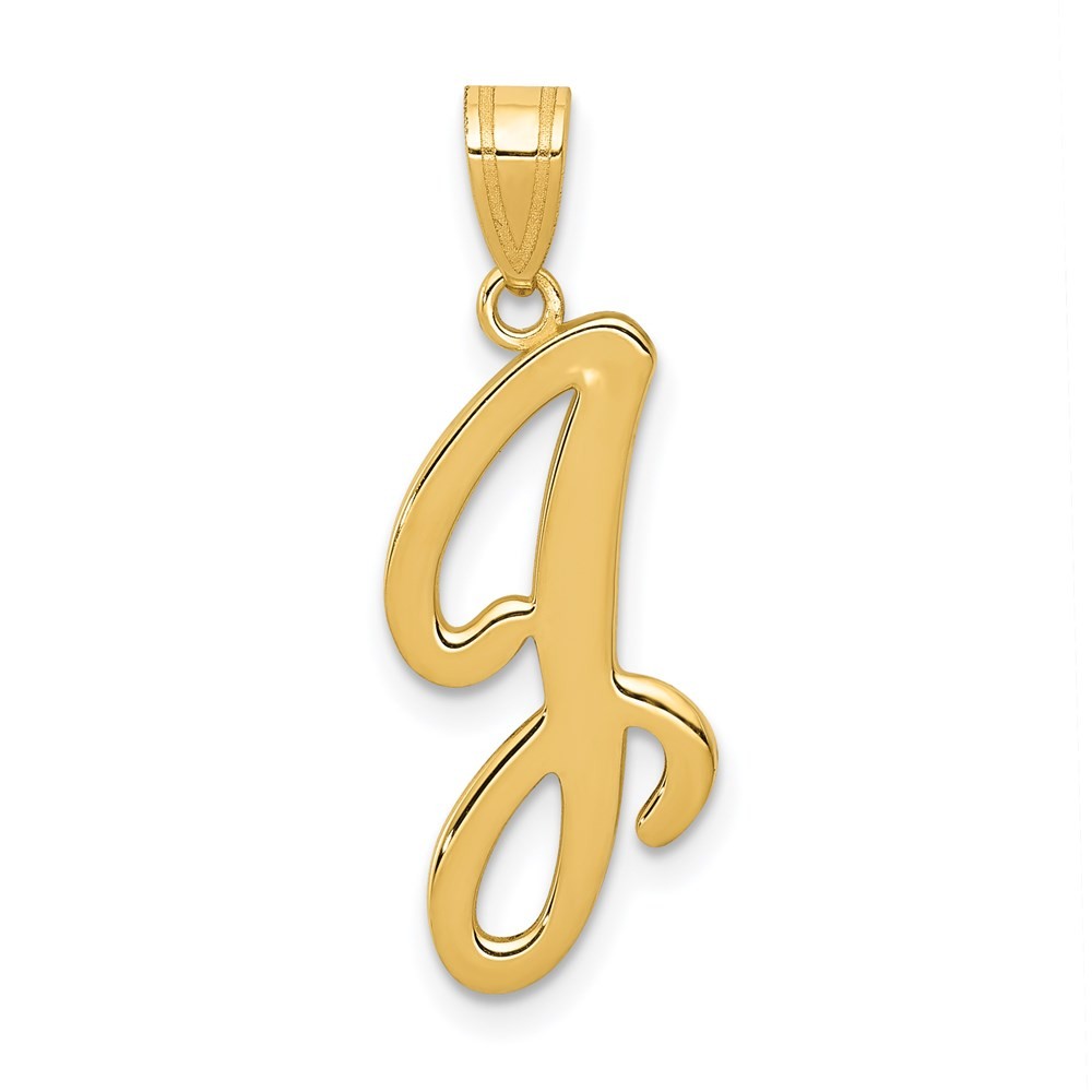 14k Yellow Gold Script Letter J Initial Pendant