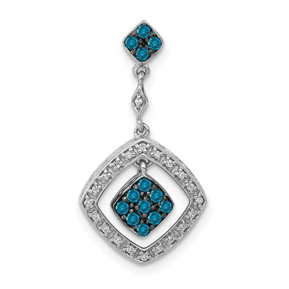 14k White Gold 1/4ct. White and Blue Diamond Dangle Pendant for Women