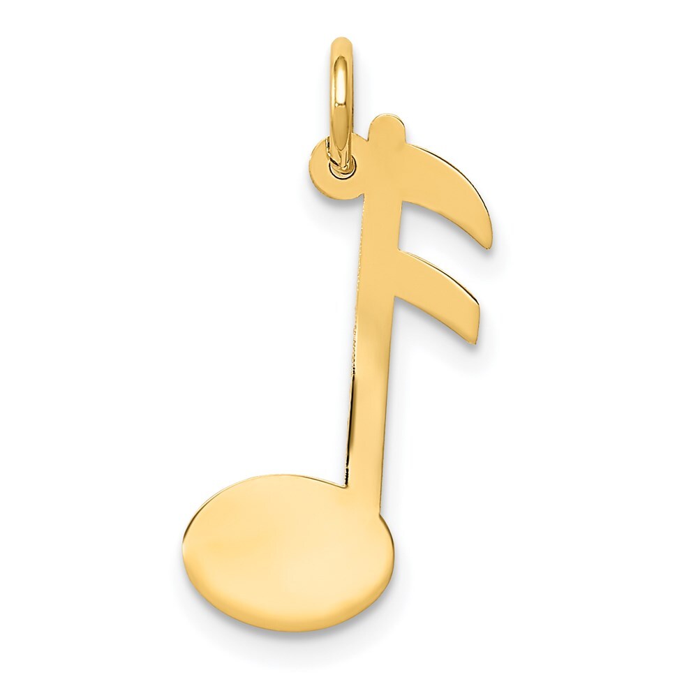 14k Yellow Gold Polished Musical Note Charm Pendant for Women