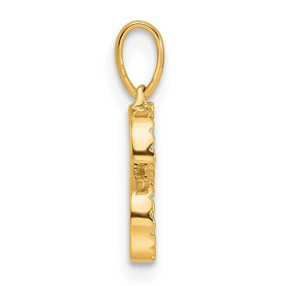 14k Yellow Gold Diamond Letter S Initial Pendant