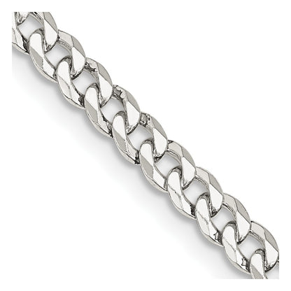 Sterling Silver 4mm Beveled Curb Chain Necklace