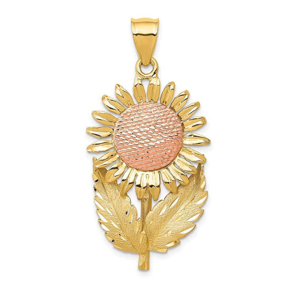 14k Two-Tone Gold Sunflower Pendant
