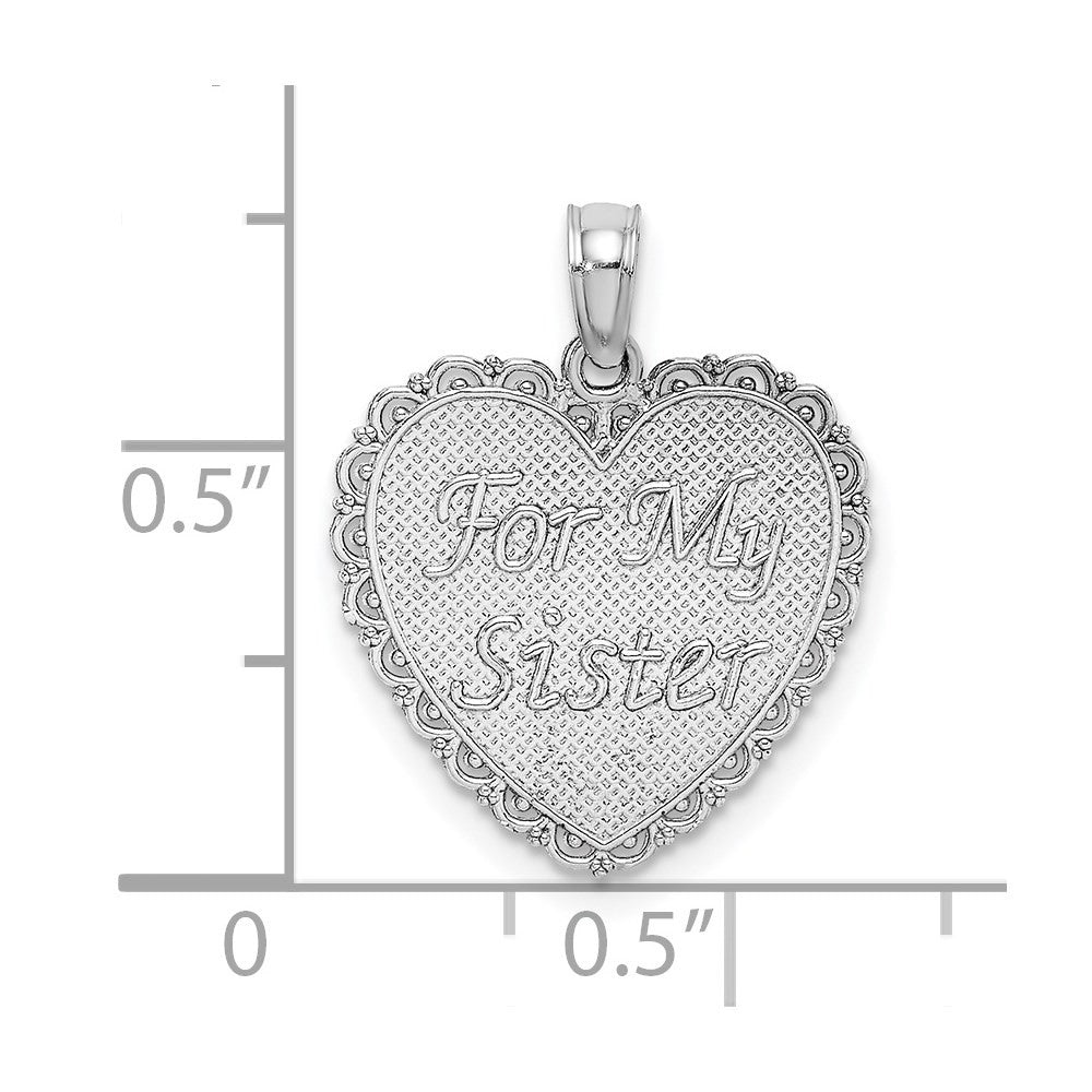 14k White Gold White Reversible FOR MY SISTER-FRIENDS FOREVER Pendant