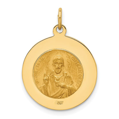 14k Yellow Gold Solid Small Queen Of Holy Scapular Reversible Medal Pendant