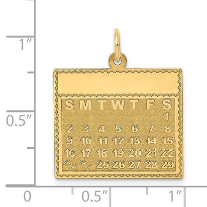 14k Yellow Gold Saturday the First Day Calendar Pendant for Women