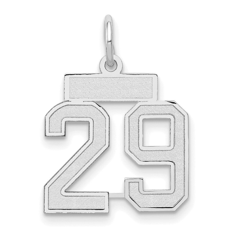 14k White Gold Small Satin Number 29 Charm Pendant for Women