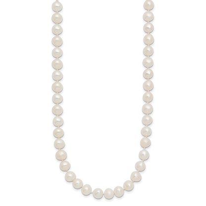 14k Yellow Gold 6-7mm White Semi-Round Cultured Pearl Necklace 16"