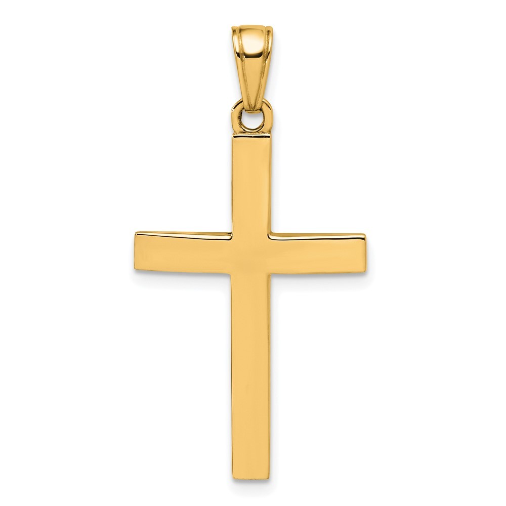 14k Yellow Gold Polished Beveled Cross Charm