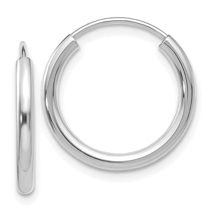 14k White Gold Polished Endless 2mm Hoop Earrings