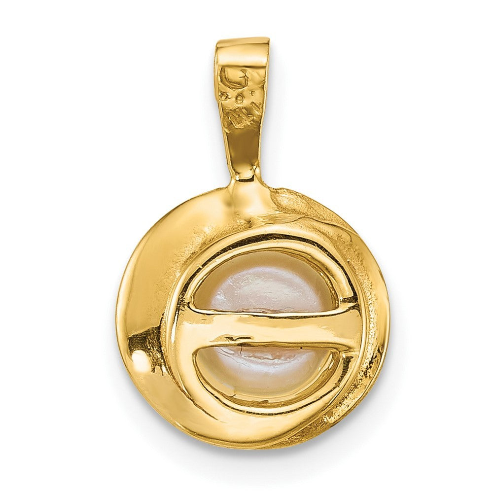 14k Yellow Gold Polished 6-7mm Button White Freshwater Cultured Pearl Pendant