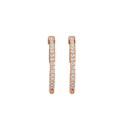 14k Rose Gold 3/4 CTW Natural Diamond Inside-Outside 23 mm Hinged Hoop Earrings