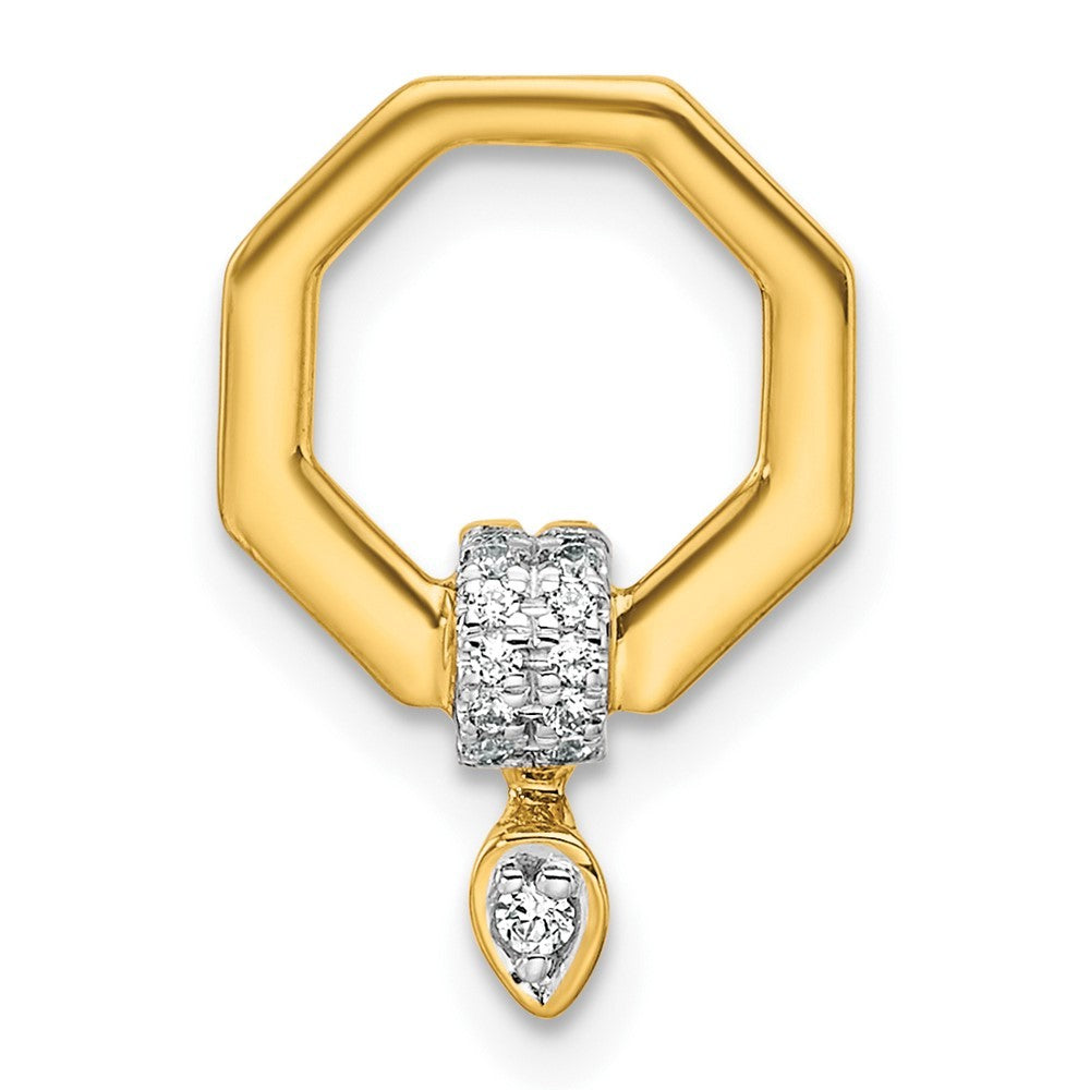 14k Yellow Gold Polished Diamond Octogon Chain Necklace Slide