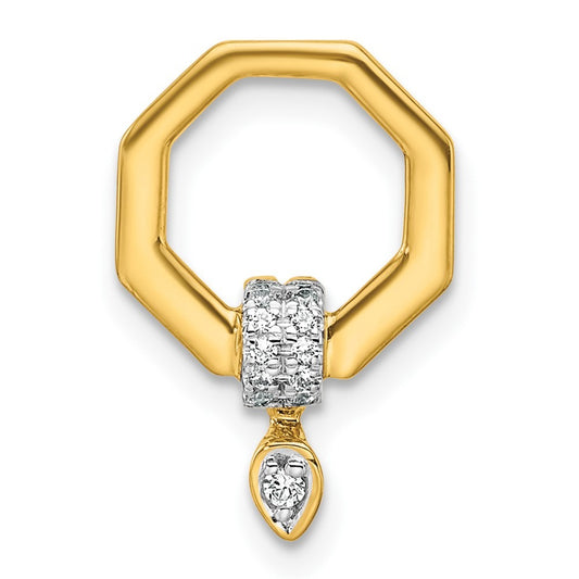 14k Yellow Gold Polished Diamond Octogon Chain Necklace Slide